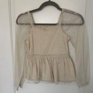 GAP Cream Sheer Polka Dot Kids Blouse